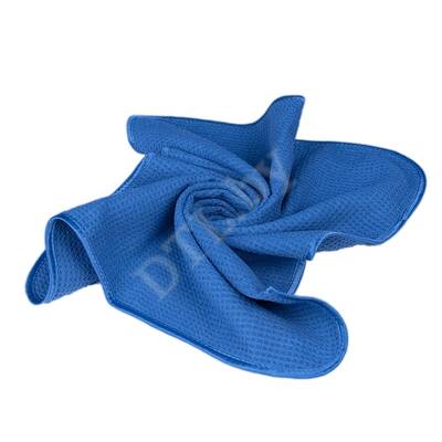 WAFFLE CLEANING TOWEL Полотенце для протирки оверлоченное 55*60 см, синее, 330гр/м2 для сушки авто