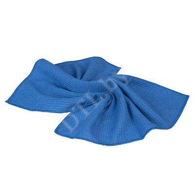WAFFLE CLEANING TOWEL Полотенце для протирки оверлоченное 40*40 см, синее, 330гр/м2 для сушки авто