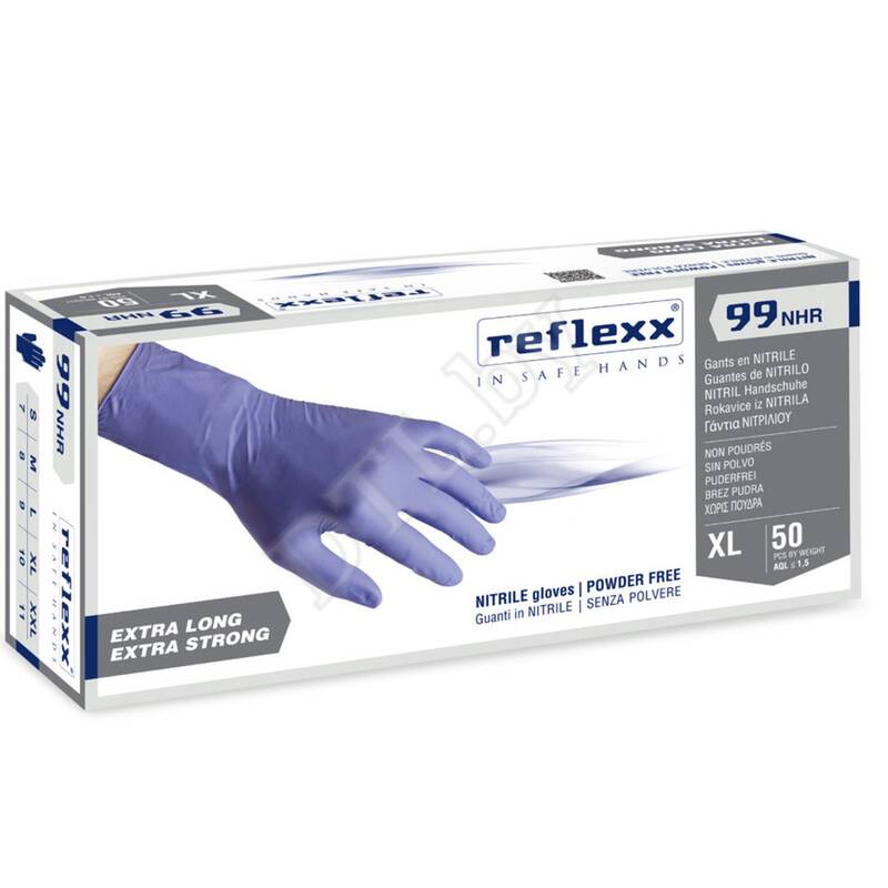 Одноразовые перчатки химостойкие сверхдлинные 29см. Reflexx, размер XXL, 50 шт.