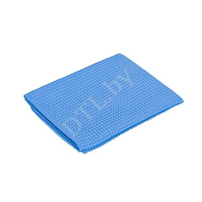 WAFFLE CLEANING TOWEL Полотенце для протирки оверлоченное 60*40 см, ГОЛУБОЕ, 310 г/м² для сушки авто