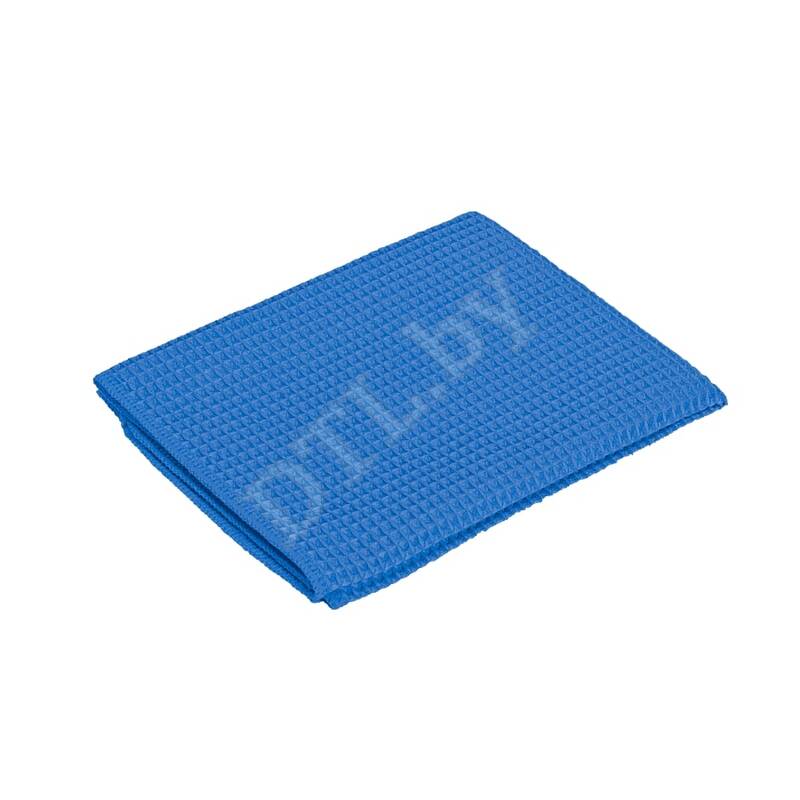 WAFFLE CLEANING TOWEL Glass Полотенце для протирки оверлоченное 60*40 см, СИНЕЕ, 310 г/м² для сушки авто